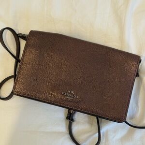 NWOT! Coach Rich Brown Leather Clutch and cross body